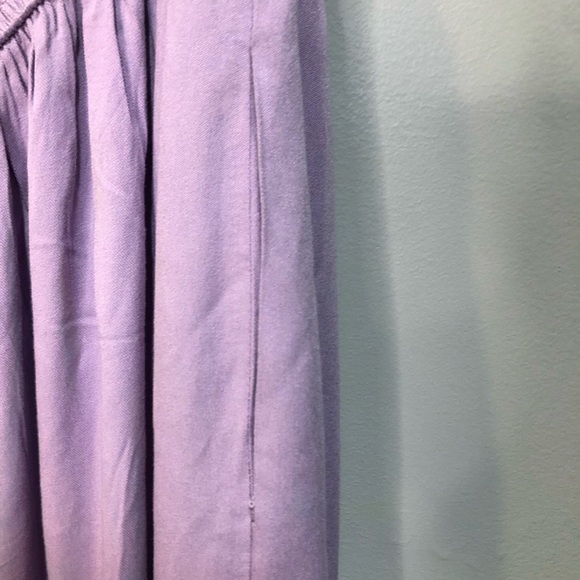 Zesica Lavender One Shoulder Flounce Smocked Tiered Leg Slit Midi Dress, Pockets - Picture 9 of 11